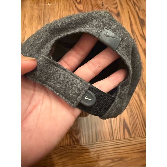 Nike Gray Black Wool Blend Embroidered Swoosh Logo Baseball Golf Hat One Size - Picture 3 of 5